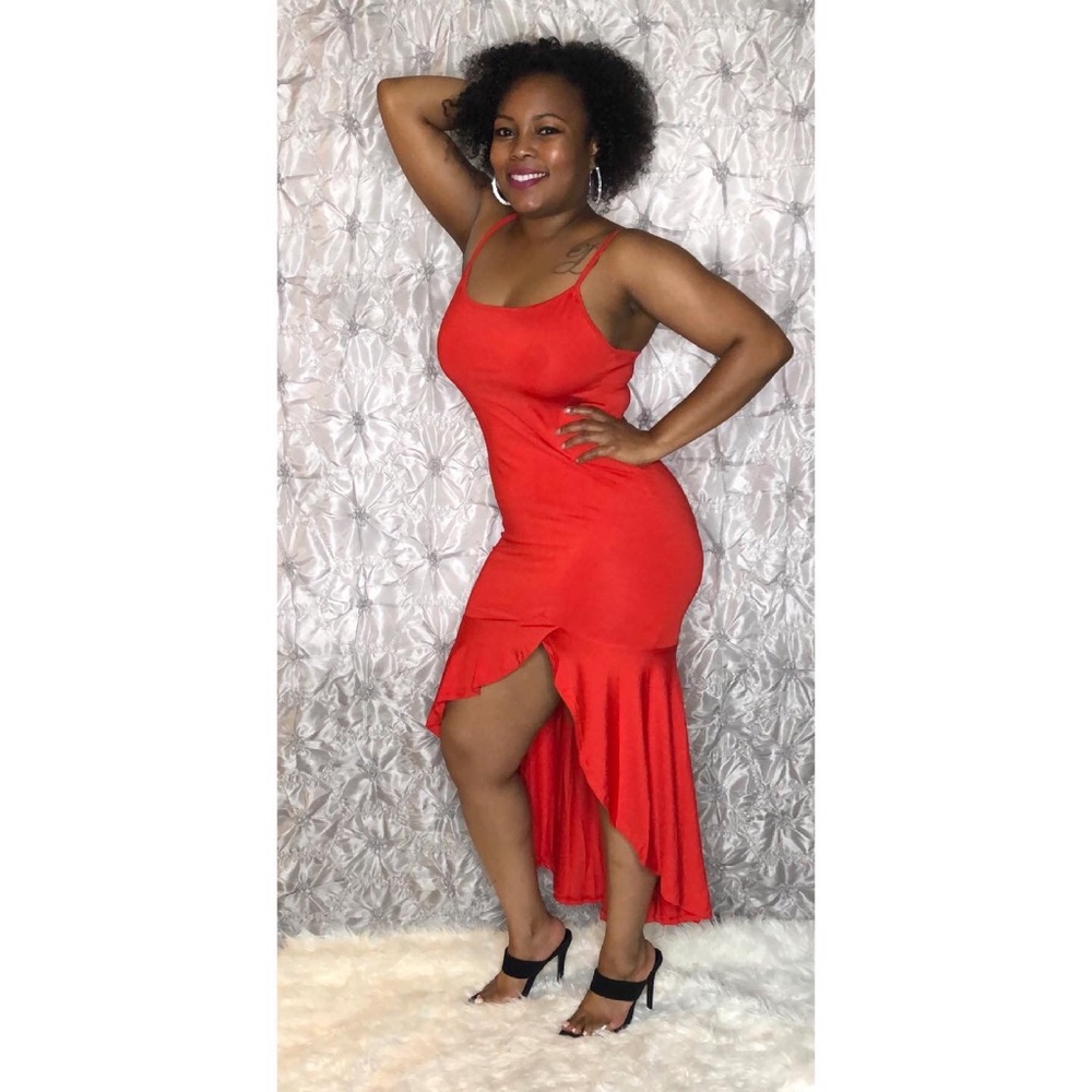 Spaghetti Strap Ruffle Hem Dress